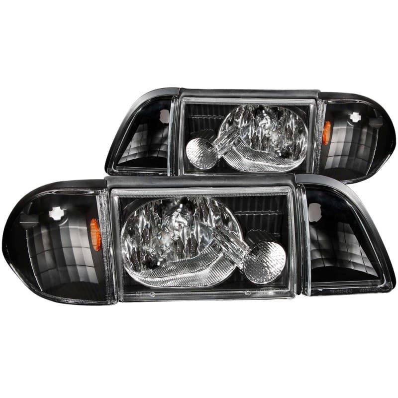 ANZO Crystal Headlight Set for Chevy C6 Clear Lens Black Housing Pair