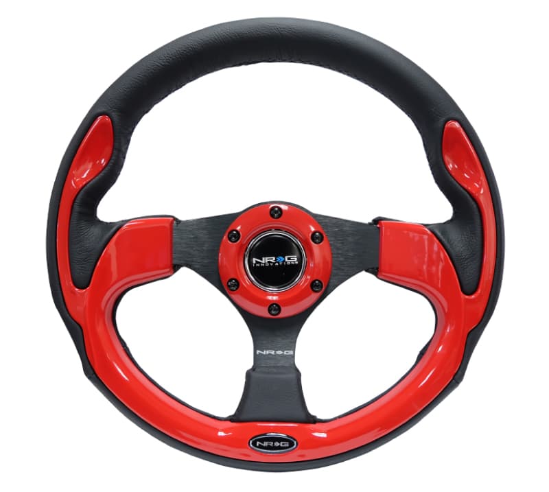 NRG Reinforced Steering Wheel 320mm 5mm 3-Spoke Black with Red Trim