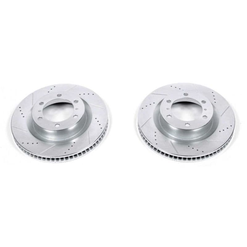 PowerStop Evolution Drilled/Slotted Rotor for OE Fit Silver Zinc Plated