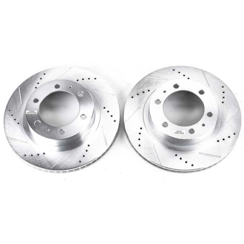 PowerStop Evolution Drilled/Slotted Rotor for OE Fit Silver Zinc Plated