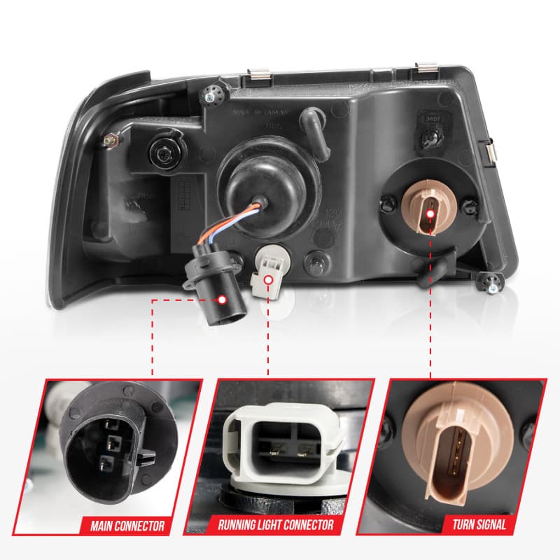 ANZO Crystal Headlight Set Clear Lens Black Housing Not For Sealed Beam - Image 5