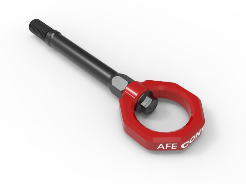 aFe Tow Hook for C8 Corvette 4130 Steel CNC Machined Stem Powder Coated Loop