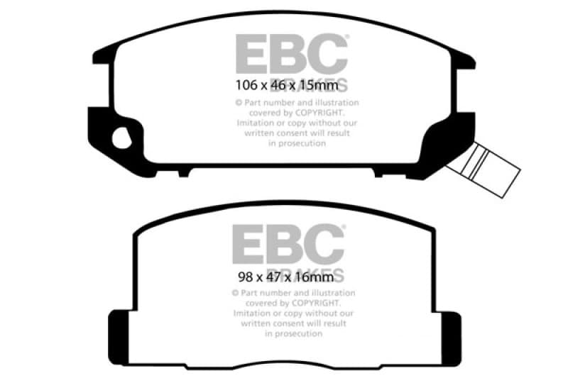EBC Yellowstuff Brake Pad Set for Street and Track Driving Aramid Fiber Compound