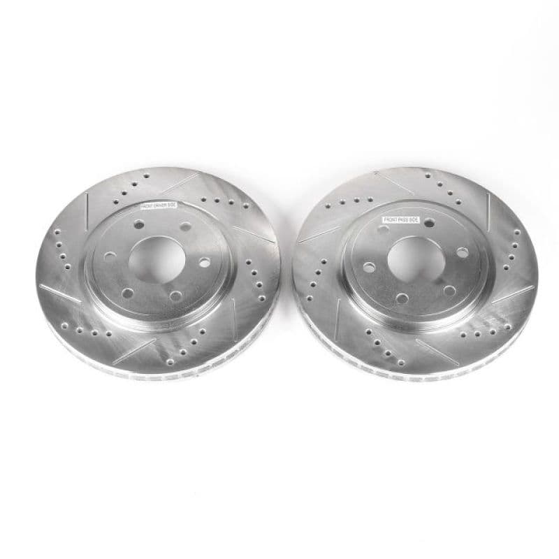 PowerStop Drill/Slot Brake Rotor for Chevy C6 Cross-Drilled Silver Zinc Plated