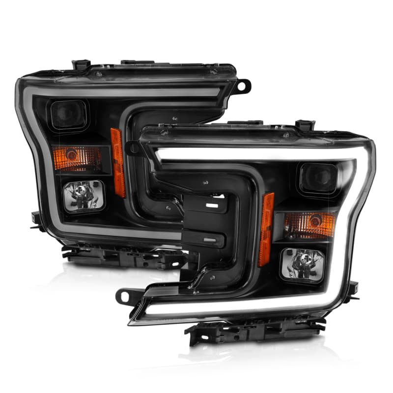 ANZO Projector Headlight Set for Chevy C6 Halo Clear Lens Black Housing Pair - Image 2