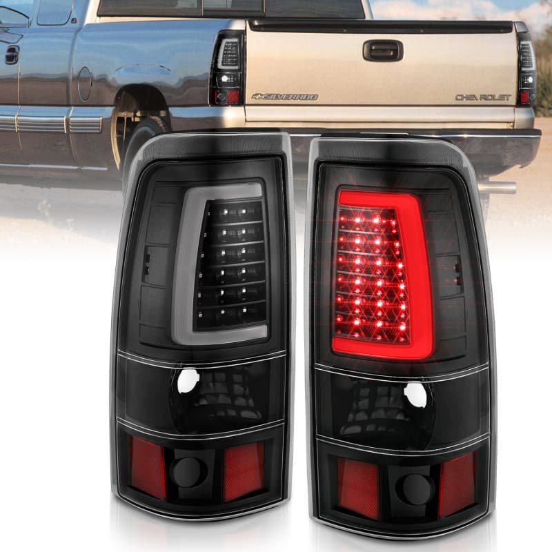 ANZO LED Taillight Assembly Pair Plank Style Clear Lens Black Housing