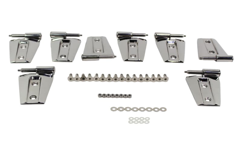 Kentrol Door Hinge Set for 07-18 Jeep Wrangler JK 8-Piece Polished Silver