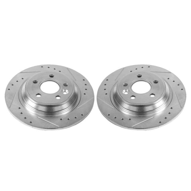 PowerStop Evolution Drilled/Slotted Rotor for OE Fit Silver Zinc Plated