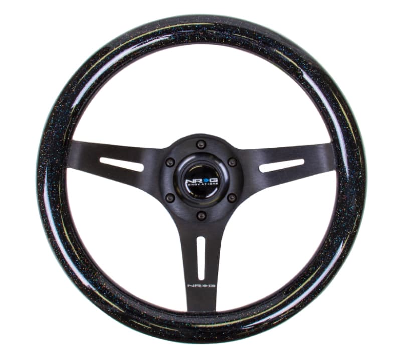 NRG Steering Wheel Classic Wood Grain 310mm Black Sparkle 3-Spoke