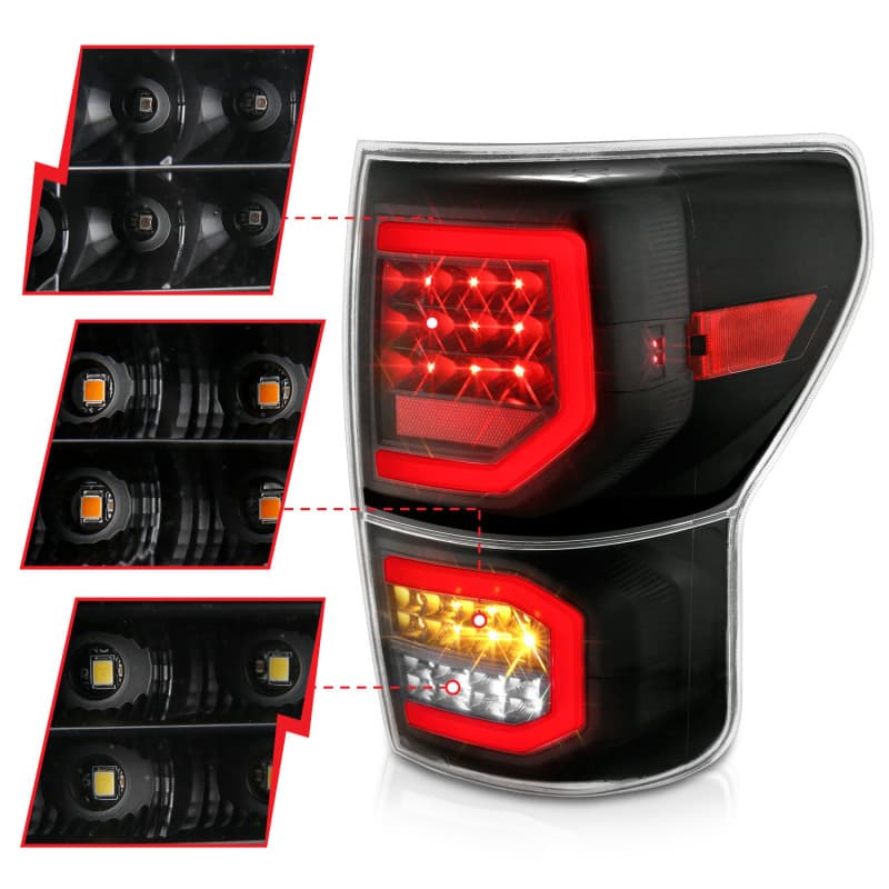 ANZO LED Taillight Assembly Pair Clear Lens Black Housing Plank Style - Image 4