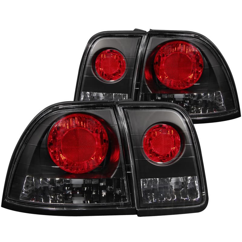 ANZO Tail Light Assembly Pair Clear Lens Black Housing