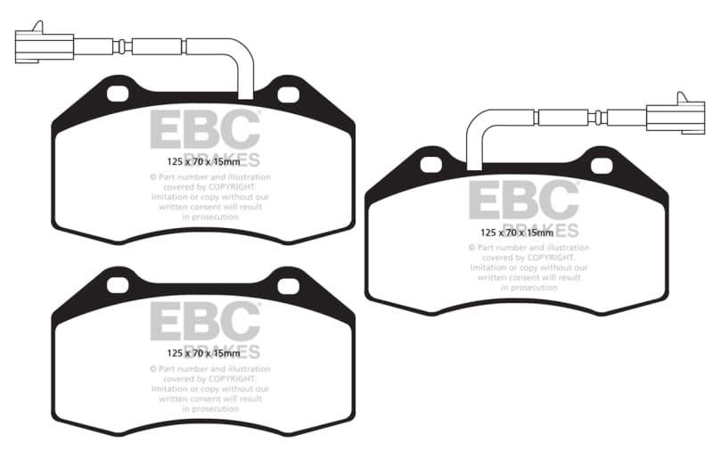 EBC Yellowstuff Brake Pad Set for Street and Track Driving Aramid Fiber Compound