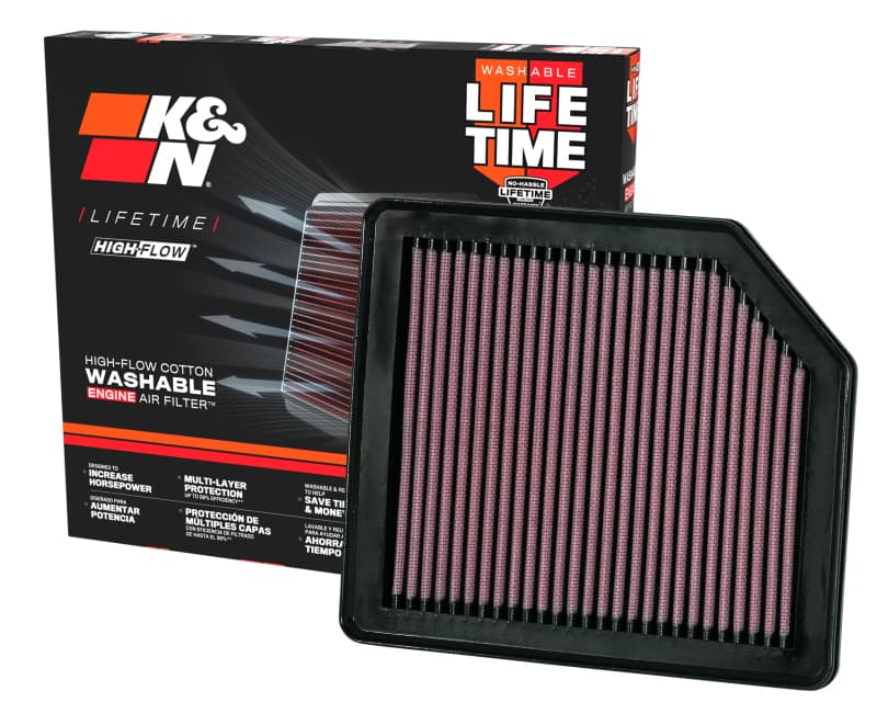 K&N Engineering Drop-In High-Flow Air Filter Washable Reusable - Image 4