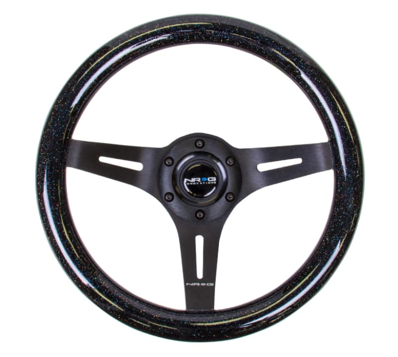 NRG Steering Wheel Classic Wood Grain 310mm Black Sparkle 3-Spoke - Image 3