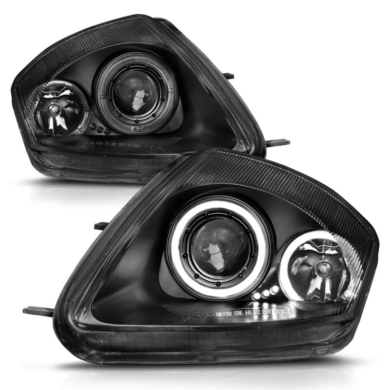 ANZO Projector Headlight Set for Chevy C6 Halo Clear Lens Black Housing Pair - Image 3