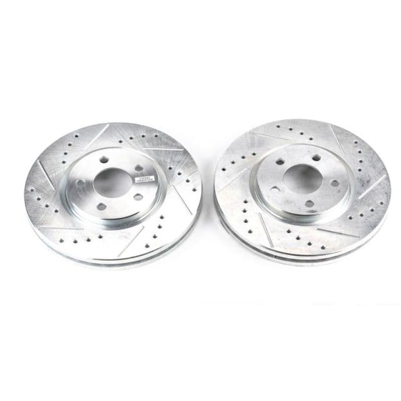 PowerStop Evolution Drilled/Slotted Rotor for Chevy C6 Cross-Drilled Silver Zinc