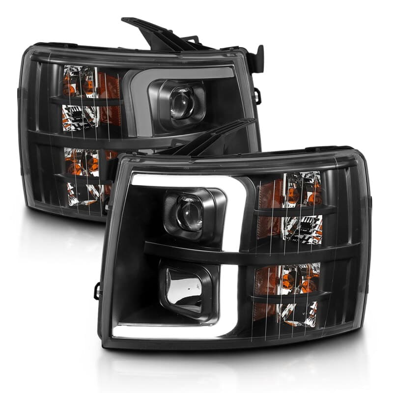 ANZO Projector Headlight Set for Chevy C6 Clear Lens Chrome Housing Pair - Image 2
