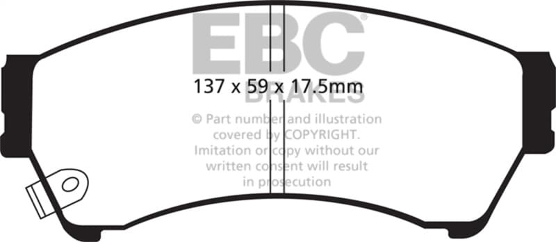EBC Yellowstuff Brake Pad Set for Street and Track Driving Aramid Fiber Compound - Image 2