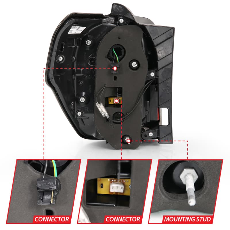 ANZO LED Taillight Assembly Pair Clear Lens Black Housing - Image 5