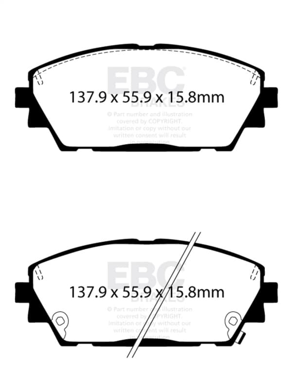 EBC Redstuff Brake Pad Set for Chevy C6 Synthetic Fiber Low Dust