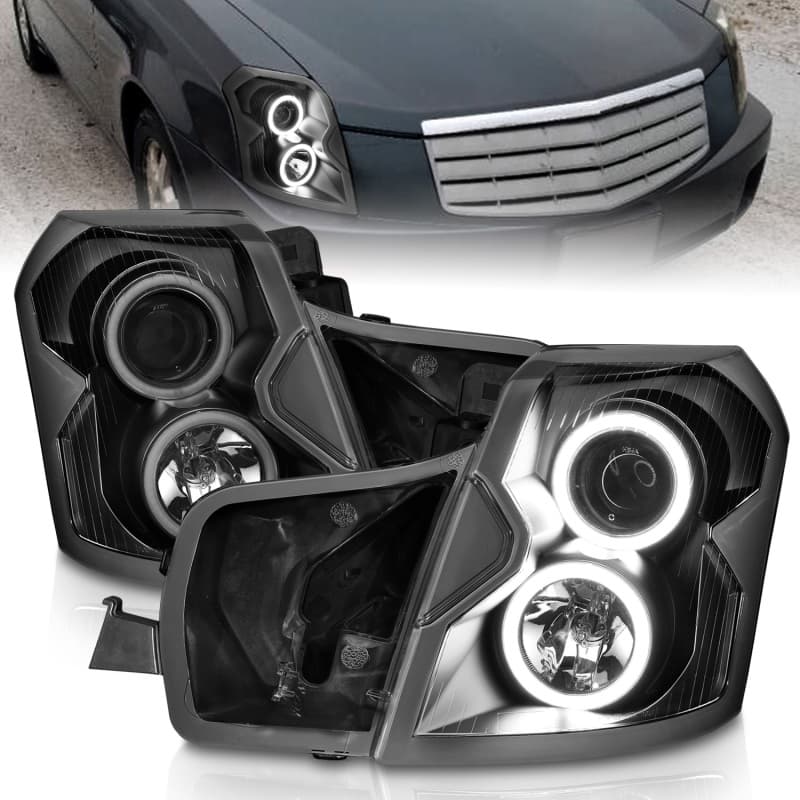 ANZO Projector Headlights for Non-HID Models Pair Clear Lens Black Housing