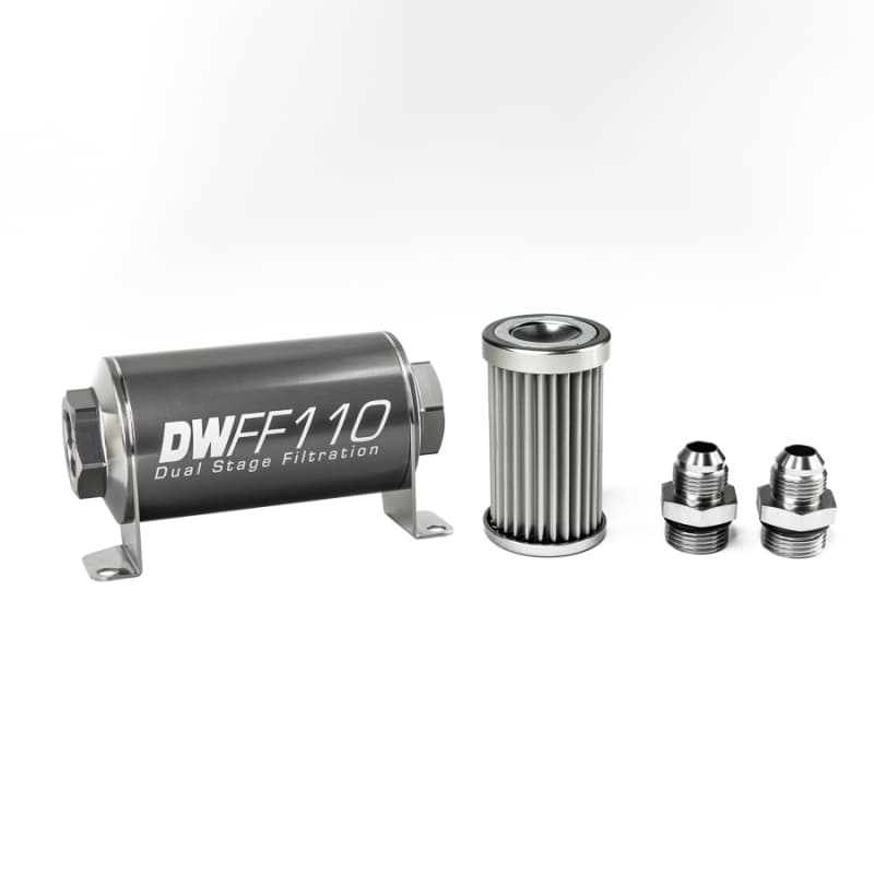 DeatschWerks Fuel Filter Kit 110mm Stainless Steel 5 Micron -8AN Universal