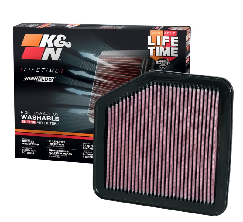 K&N Engineering Drop-In High-Flow Air Filter Reusable Washable - Image 5