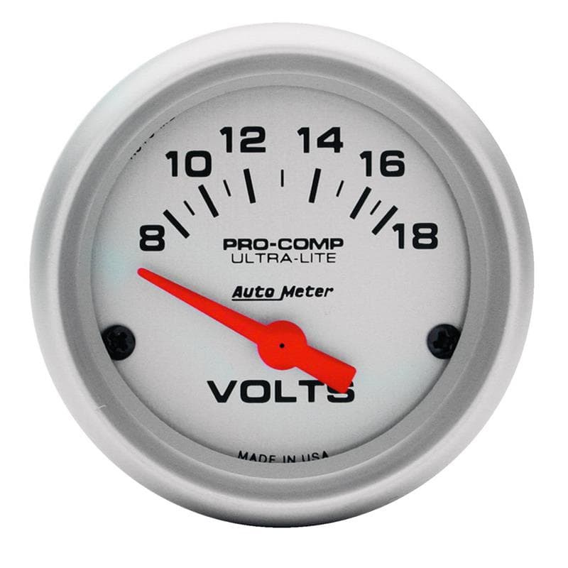 AutoMeter Ultra-Lite Volt Gauge for Negative Ground Systems 8-18V Accurate