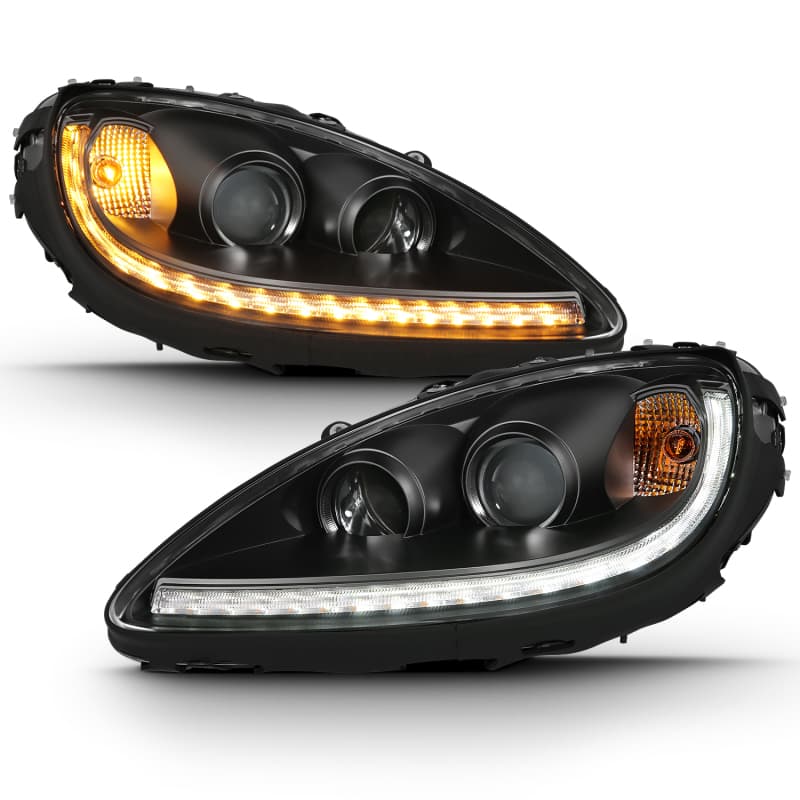 ANZO Projector Headlights for Chevy C6 G2 Pair Clear Lens Black Housing - Image 3