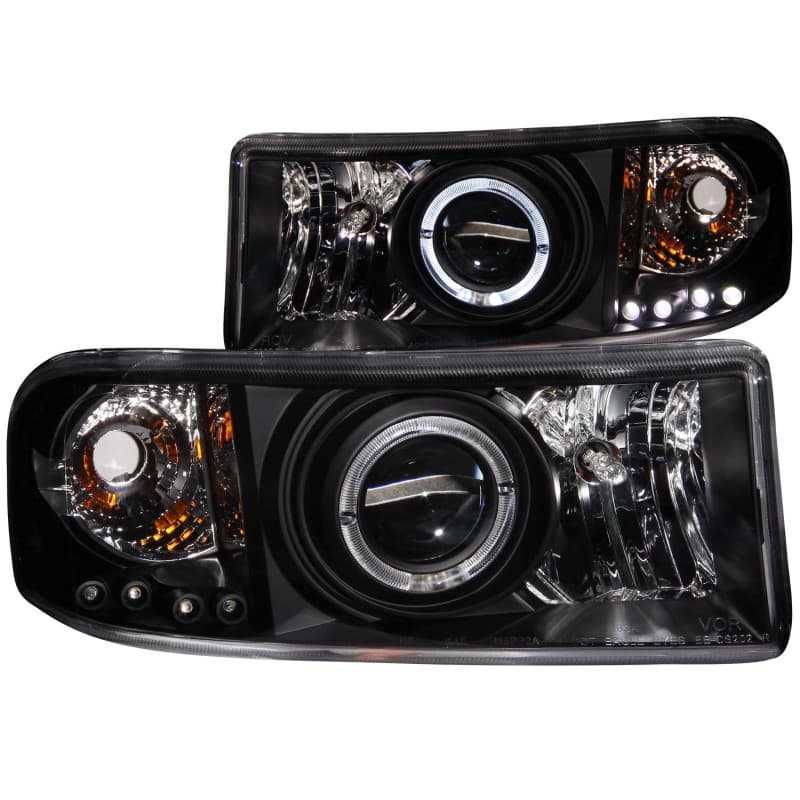 ANZO Projector Headlights for Ram 1500 Pair Halo Clear Lens Black Housing