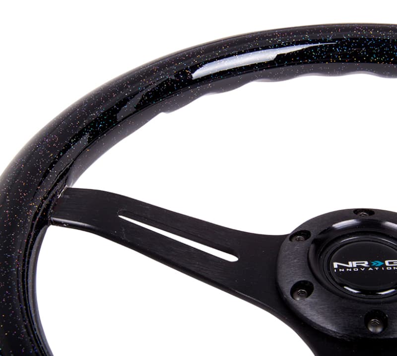 NRG Steering Wheel Classic Wood Grain 350mm Black Sparkled Grip - Image 3