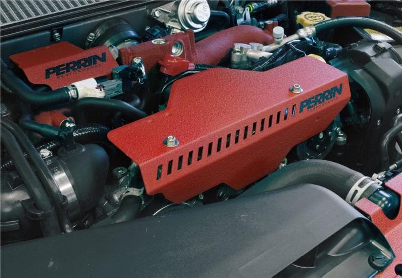 Perrin Performance Pulley Cover for Subaru WRX/STI/Impreza Red - Image 3