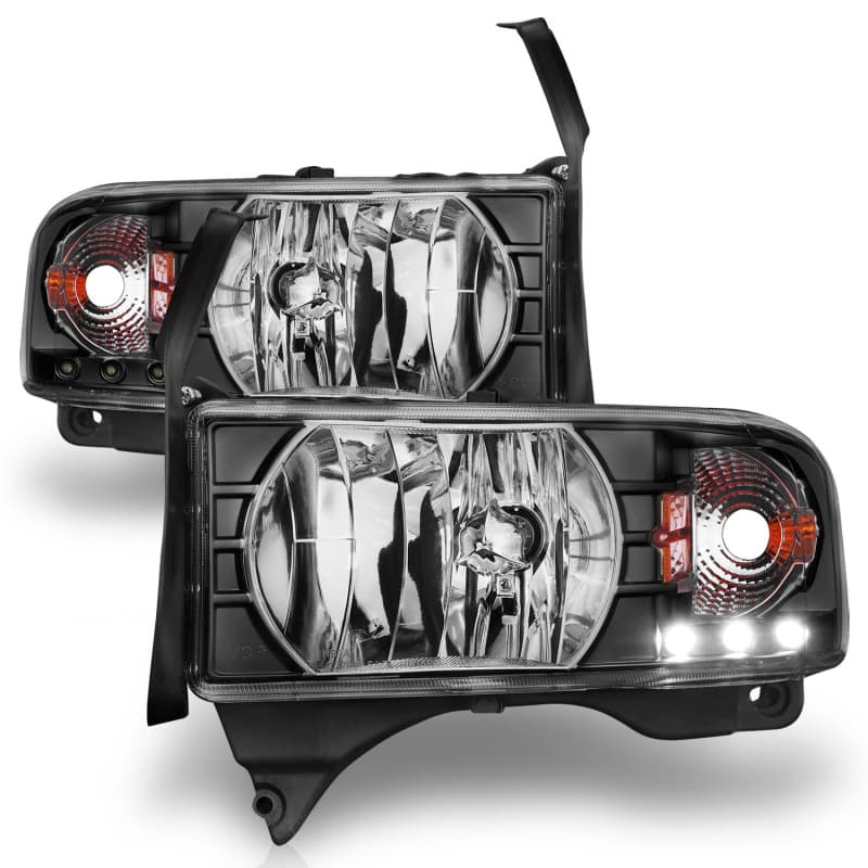 ANZO Crystal Headlights for Ram Models Clear Lens Black Housing Pair LED - Image 3