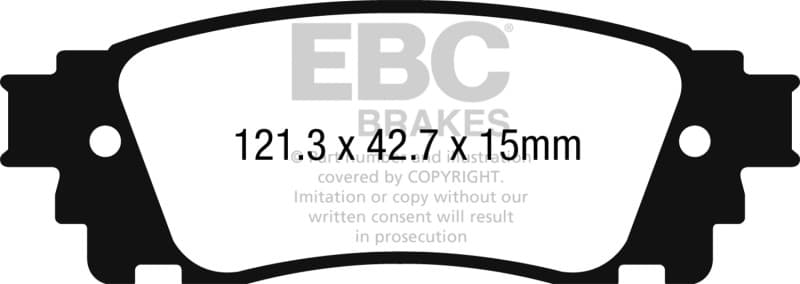EBC Yellowstuff Brake Pad Set for Street and Track Driving Aramid Fiber Compound - Image 2