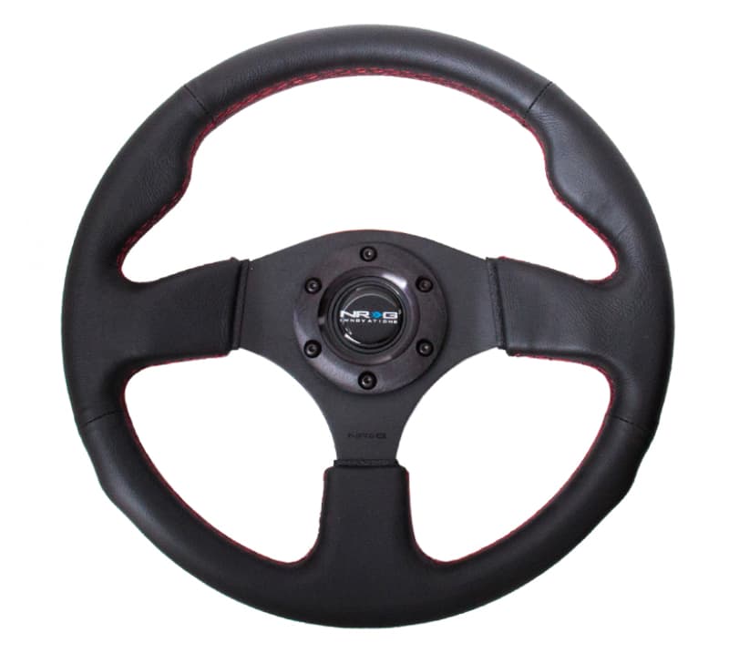 NRG Reinforced Steering Wheel 320mm Leather Red Stitch