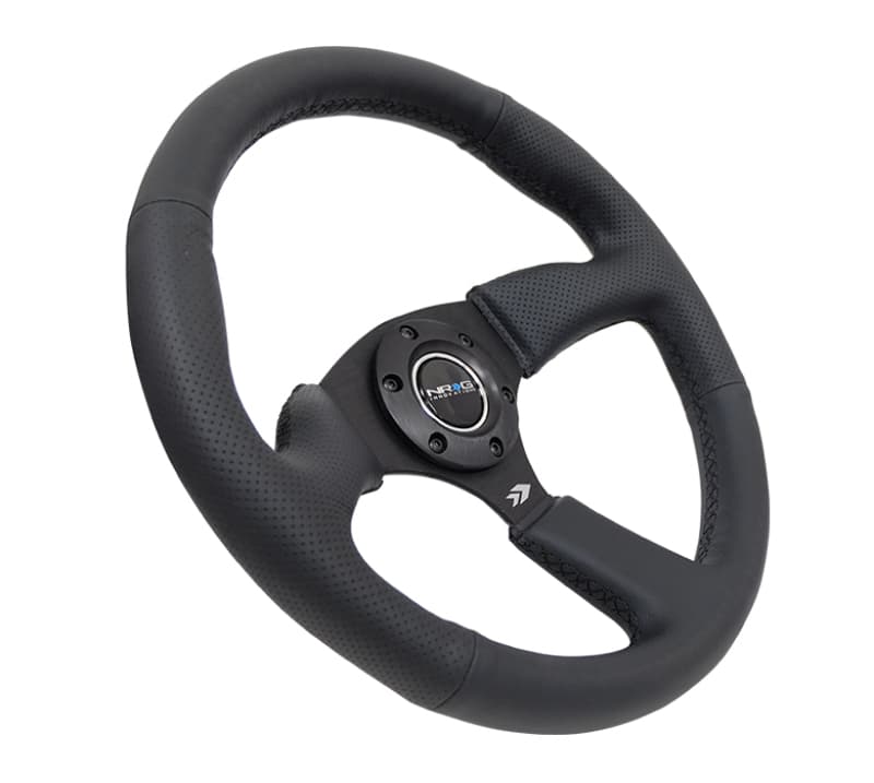 NRG Steering Wheel for Chevy C6 350mm Reinforced Black Leather Grip - Image 2