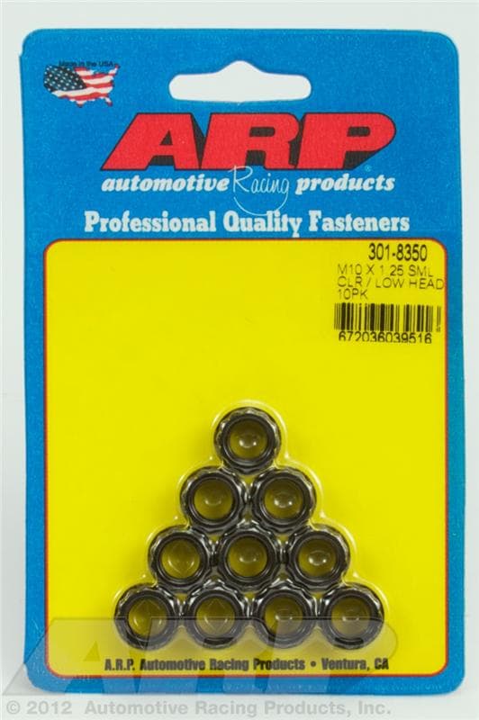 ARP Nut Kit M10x1.25 for Small Clear/Low Head 12PT Nuts 8740 Chrome Moly Blac...