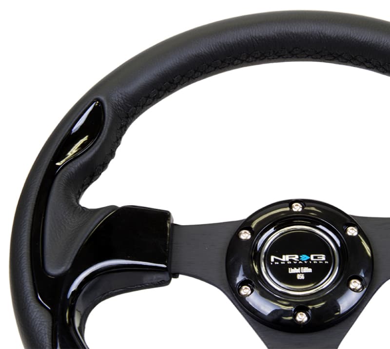 NRG Reinforced Steering Wheel 320mm Black Gloss Trim - Image 3