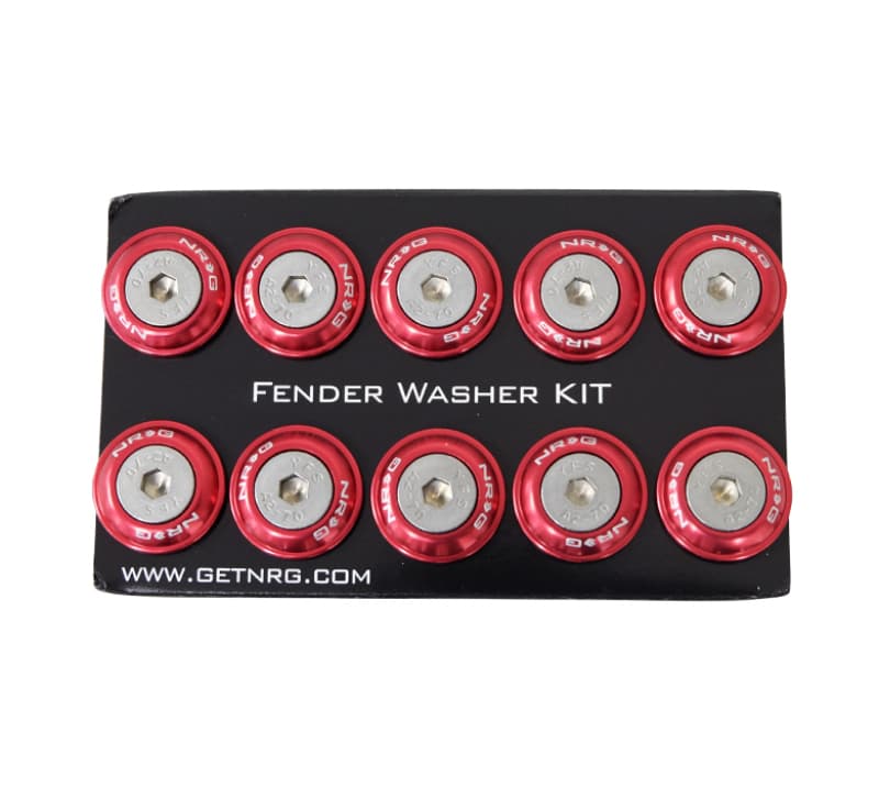 NRG Fender Washer Kit for Plastic w/Rivets Red Set of 10
