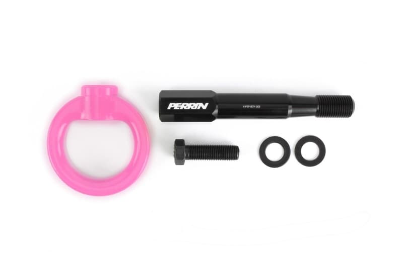 Perrin Performance Tow Hook Kit for 15-17 Subaru WRX/STI Hyper Pink Front - Image 4
