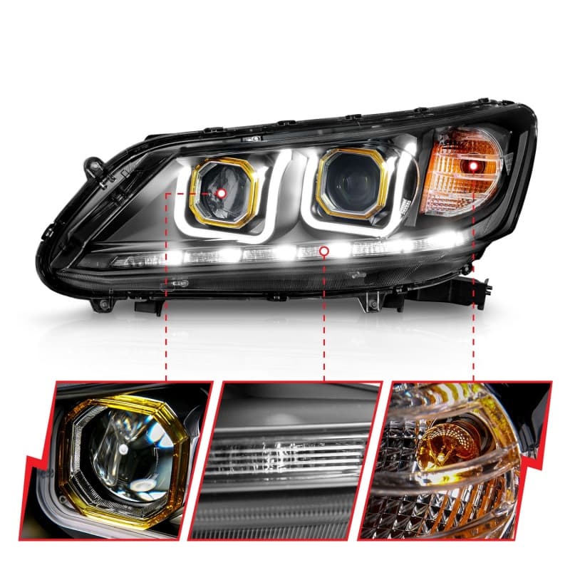 ANZO Projector Headlights for 4Dr Models Clear Lens Black Housing Pair - Image 4