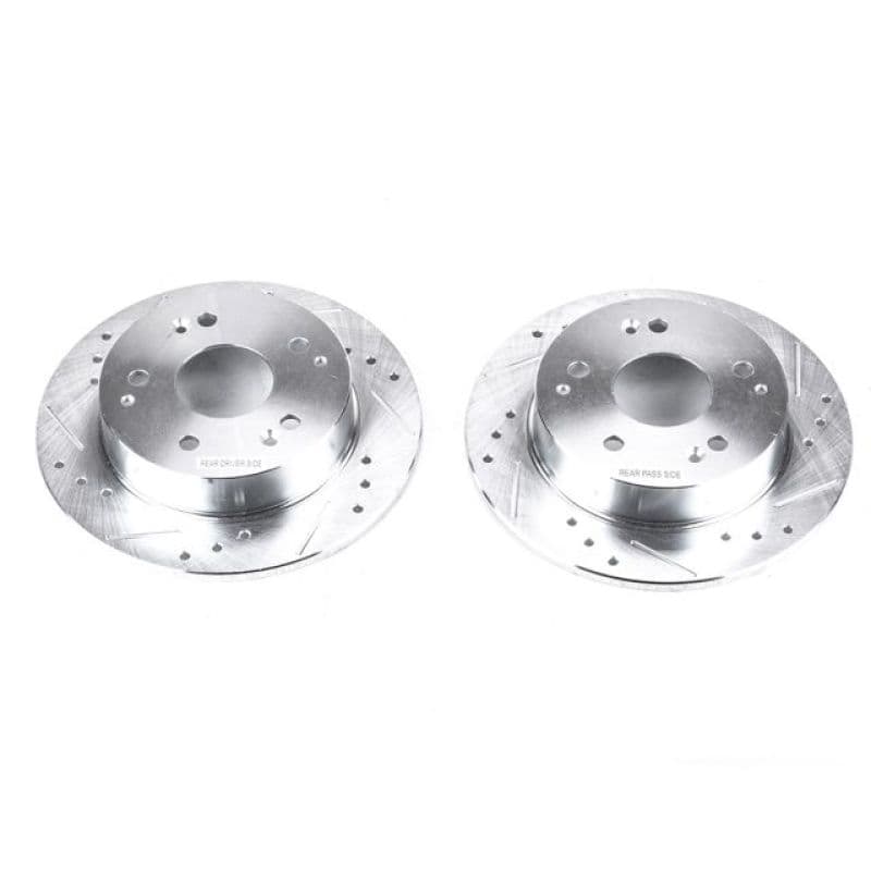 PowerStop Evolution Drilled/Slotted Brake Rotor for OE Fit Silver Zinc Plated