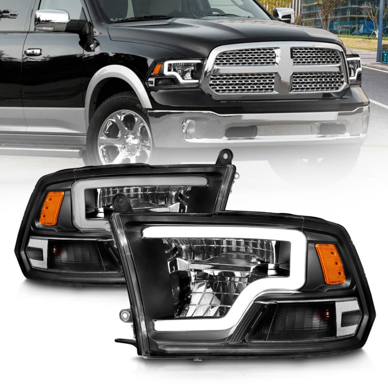 ANZO LED Projector Headlight Set for Chevy C6 Clear Lens Black Housing