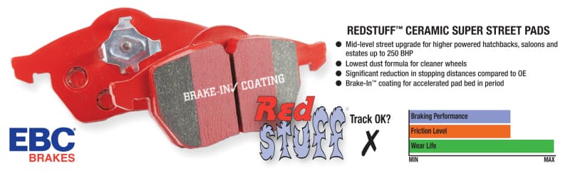 EBC Redstuff Ceramic Brake Pads for High HP Imports Low Dust - Image 4