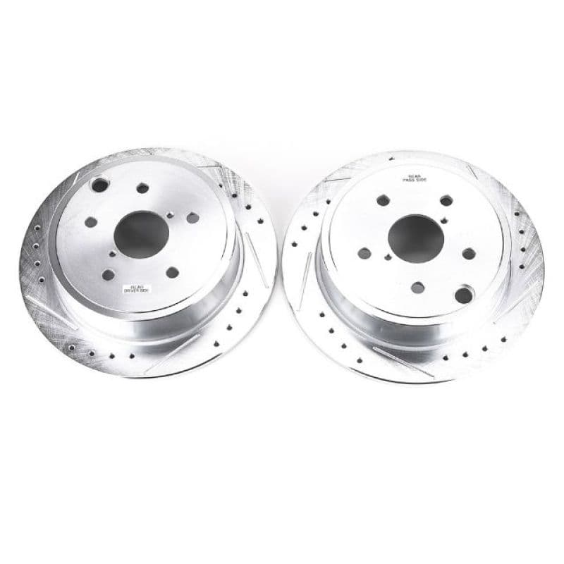 PowerStop Evolution Drilled/Slotted Brake Rotor for OE Fit Silver Zinc Plated