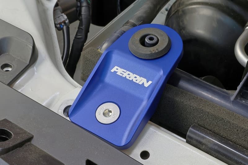 Perrin Performance Radiator Bracket Set for 08-14 Subaru WRX/STI Blue - Image 2