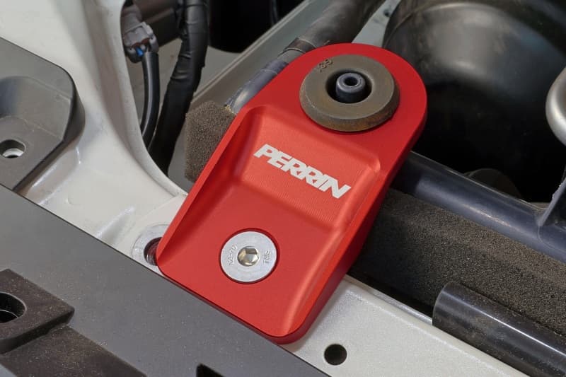 Perrin Performance Radiator Bracket Set for 08-14 Subaru WRX/STI Red - Image 2