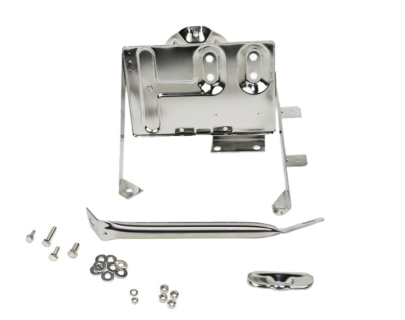 Kentrol Battery Tray for 76-86 Jeep CJ with Support Arm Polished Silver