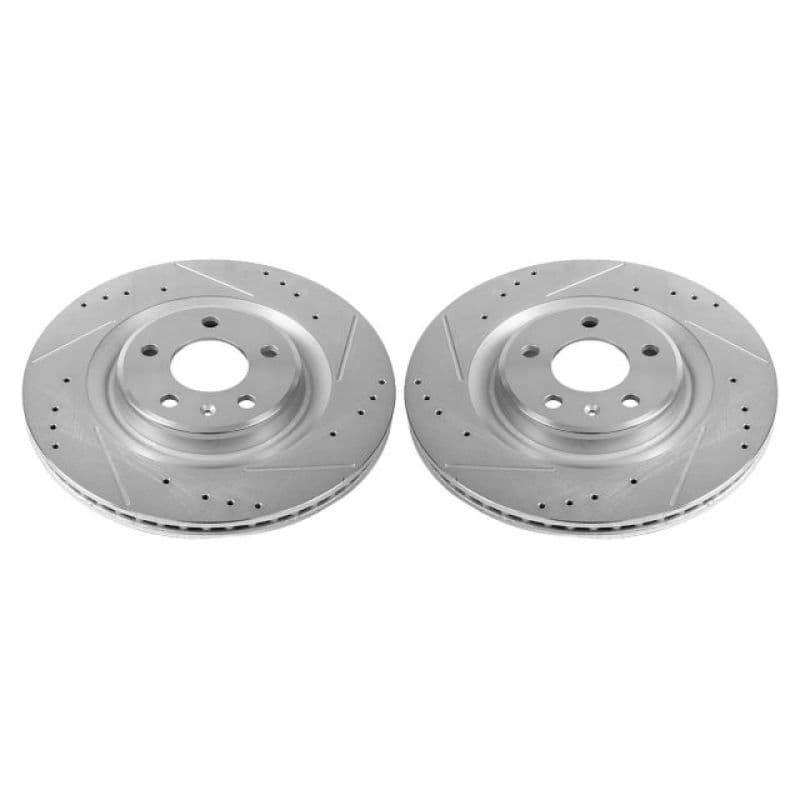 PowerStop Evolution Drilled/Slotted Brake Rotor for OE Fit Silver Zinc Plated