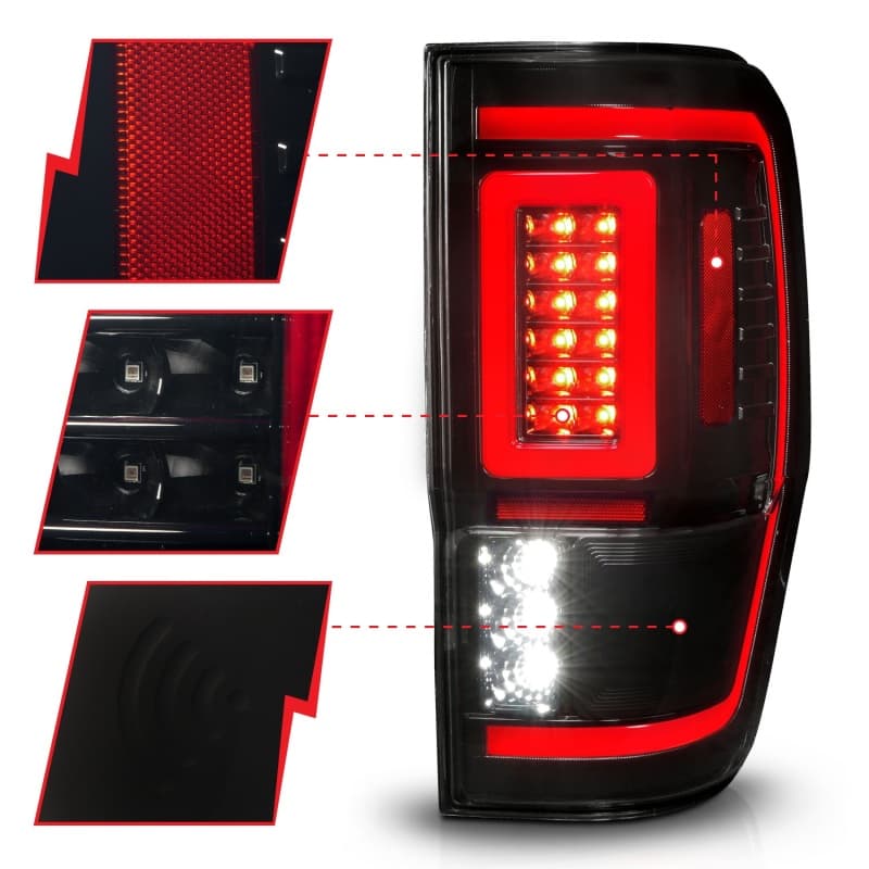 ANZO LED Taillight Assembly for Chevy C6 Clear Lens Black Housing Pair - Image 4